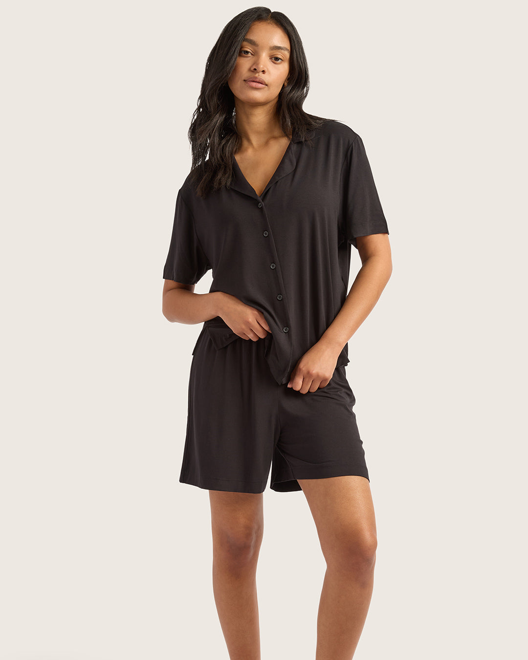 Goodnight Short Sleeve Sleep Shirt - Black