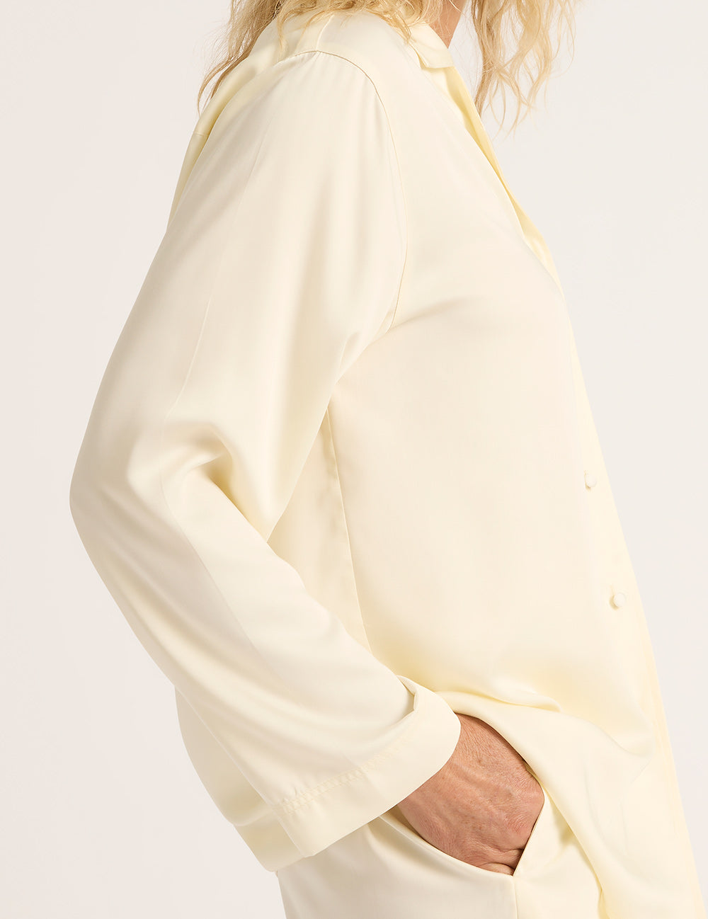 Vegan Silk Long Sleeve Shirt - Pearl