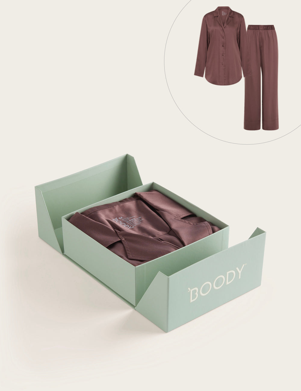 Set Giftbox - Vegan Silk Long Sleeve Sleep Shirt & Wide Leg Sleep Pants - Garnet