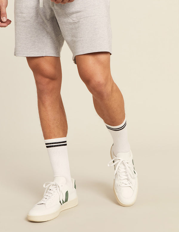 Boody Men's Striped Cushion Crew Sock White with Black Stripe
