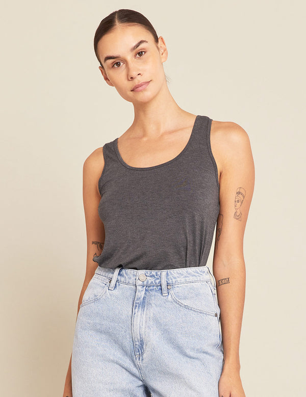 Boody Women's Relaxed Tank Top in Dark Grey Front