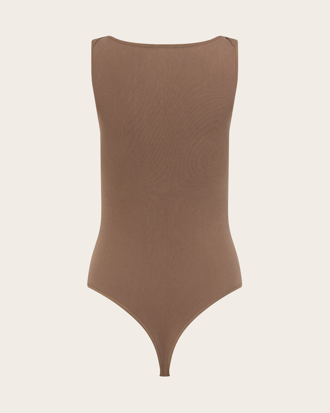 Ribbed Boat Neck Bodysuit - Taupe