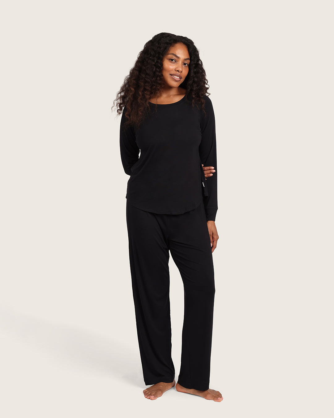 Goodnight Raglan Sleep Top - Black