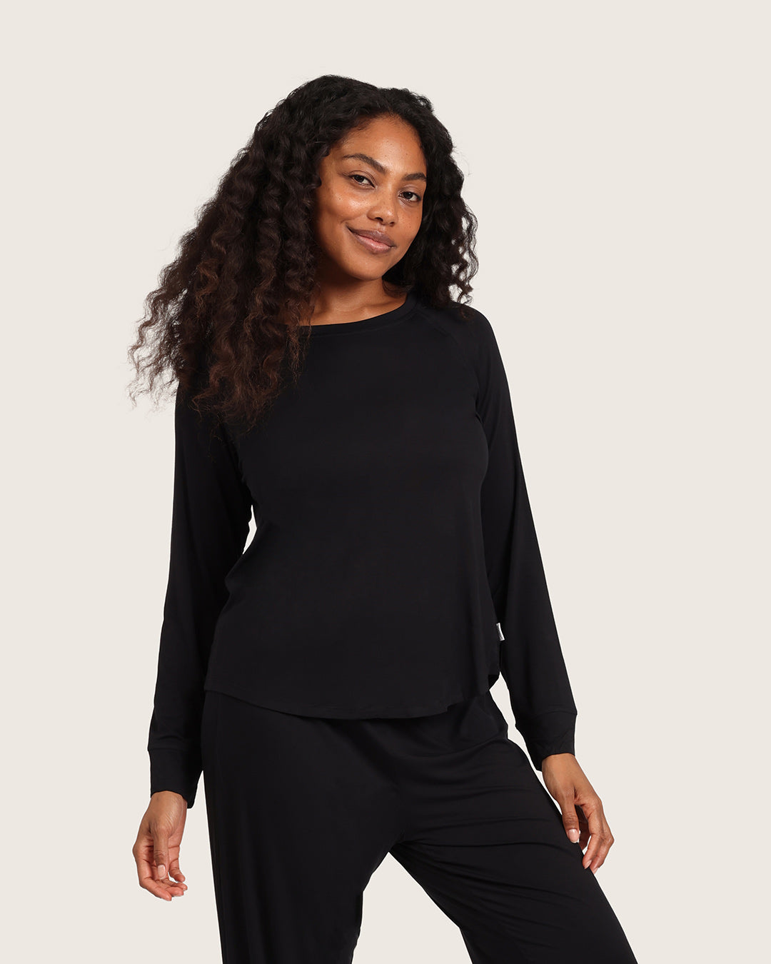 Goodnight Raglan Sleep Top - Black