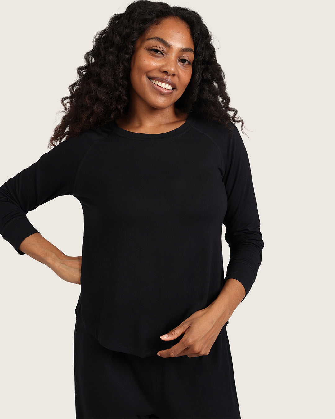 Goodnight Raglan Sleep Top - Black