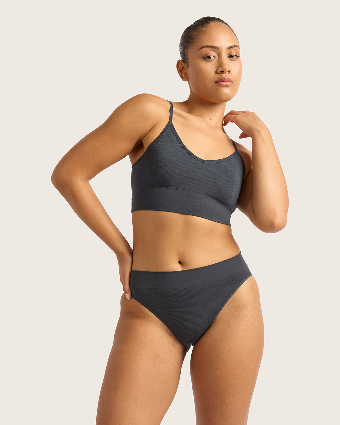 LYOLYTE Ribbed High Leg Briefs - Storm