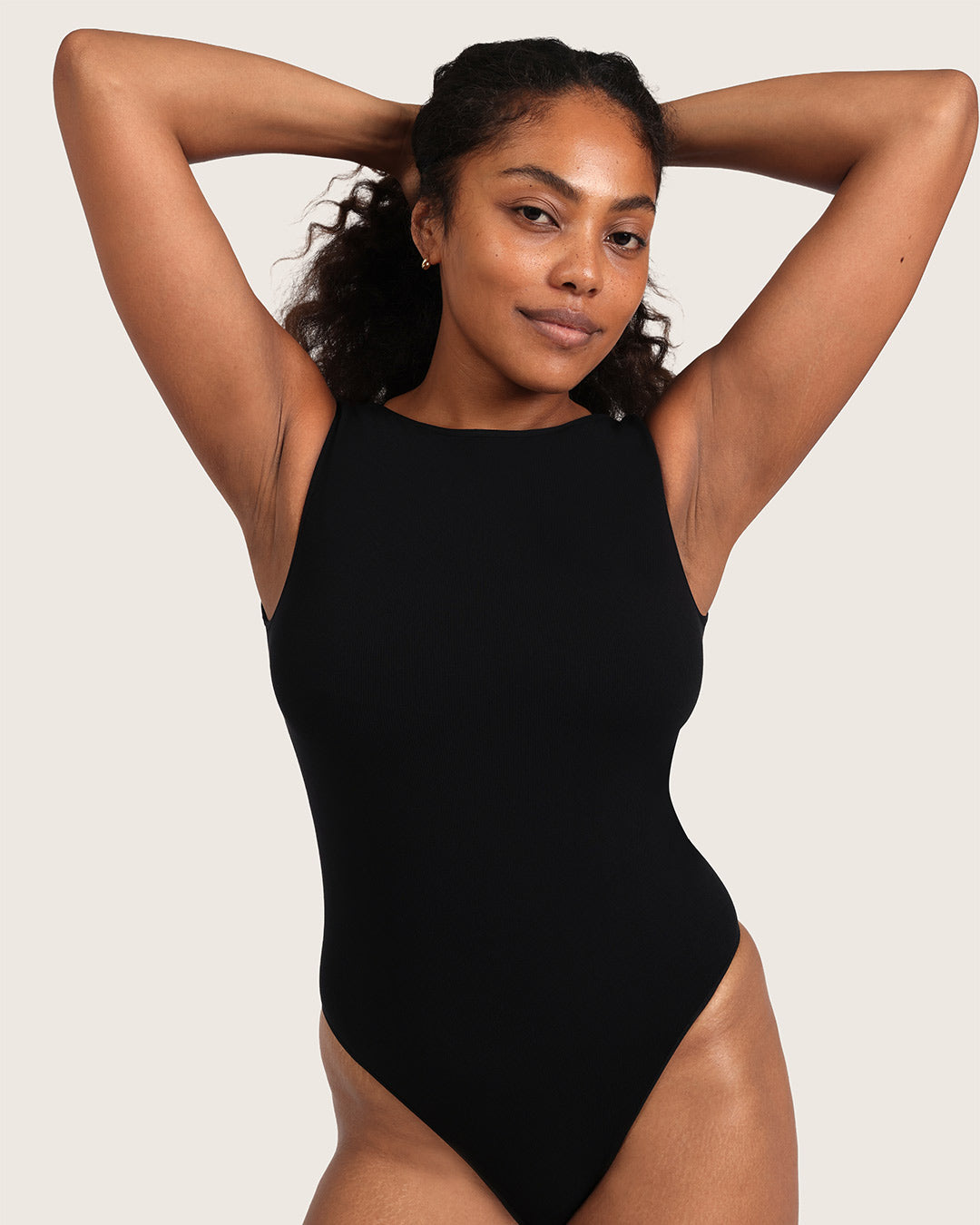 Ribbed Boat Neck Bodysuit - Black
