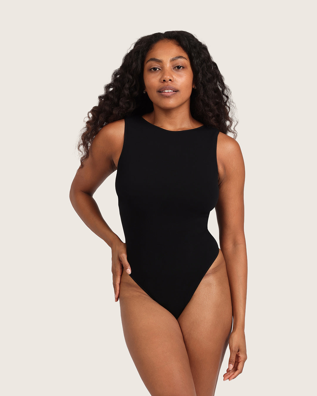 Ribbed Boat Neck Bodysuit - Black