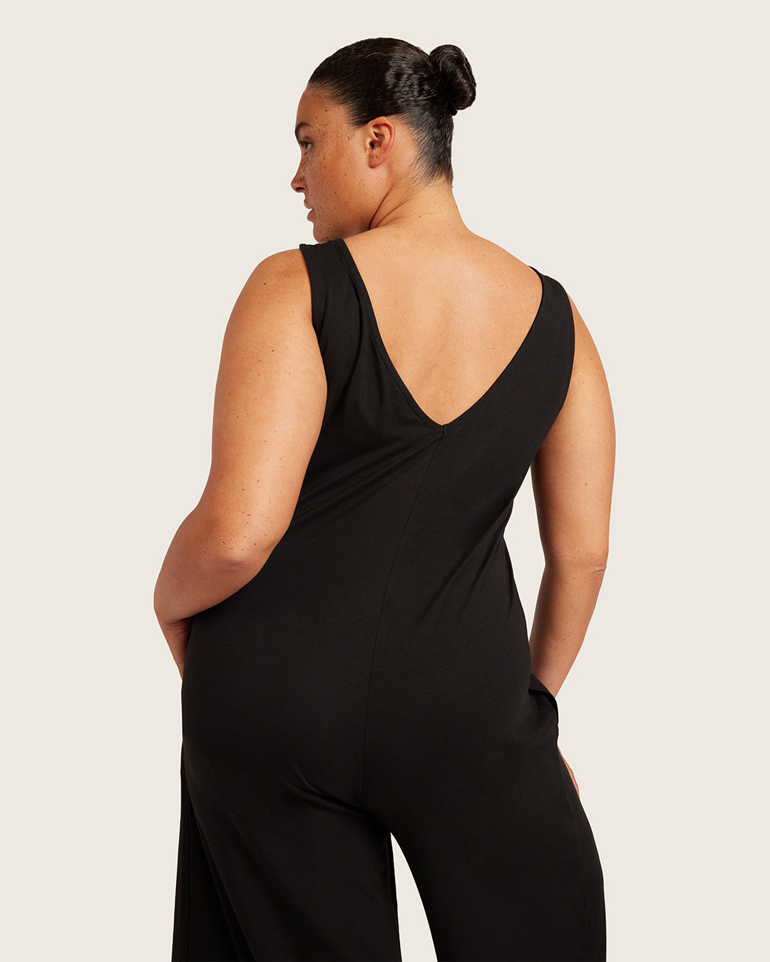 Boat Neck Jumpsuit - Black