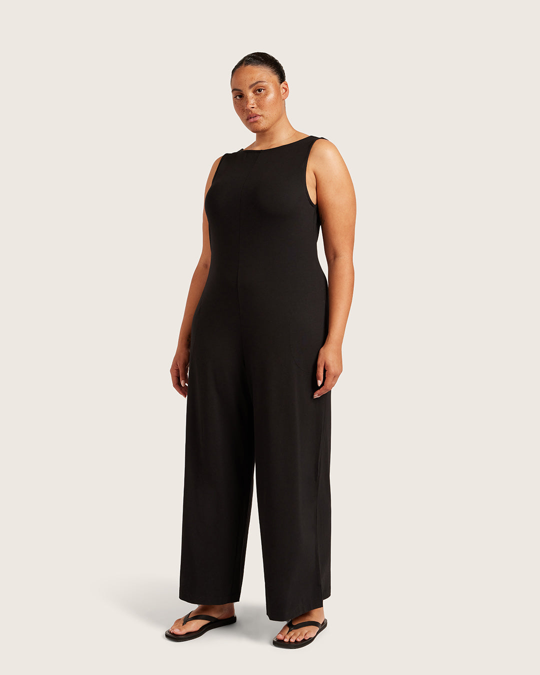 Boat Neck Jumpsuit - Black