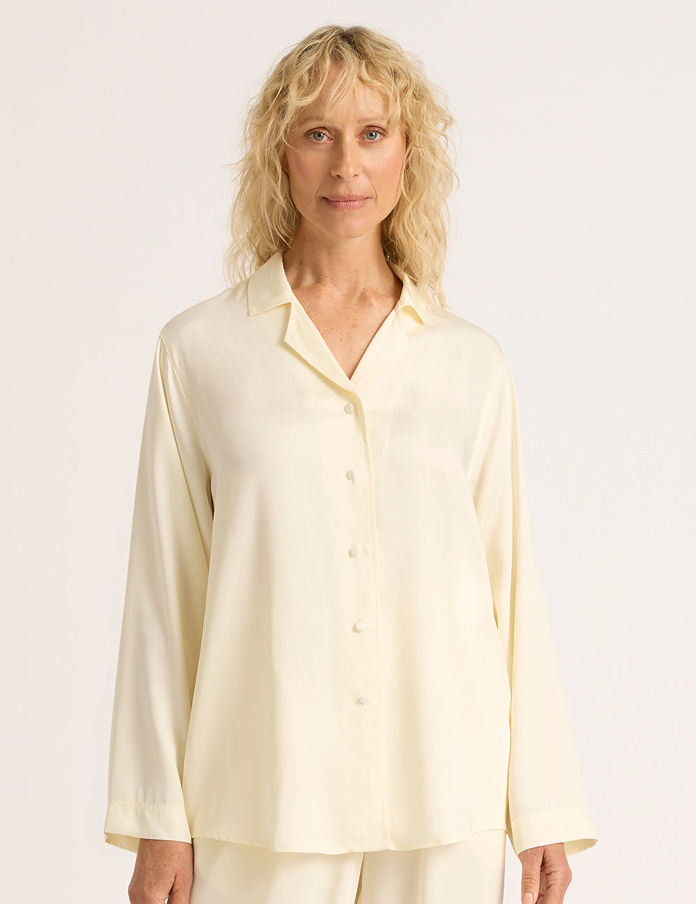 Vegan Silk Long Sleeve Shirt - Pearl