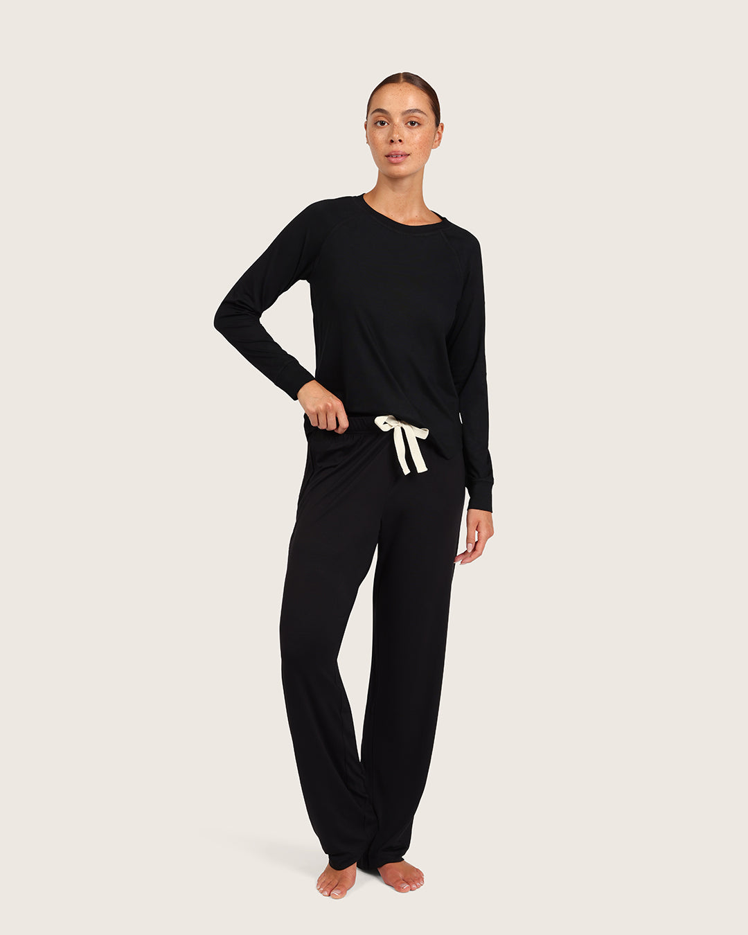 Goodnight Raglan Sleep Top - Black