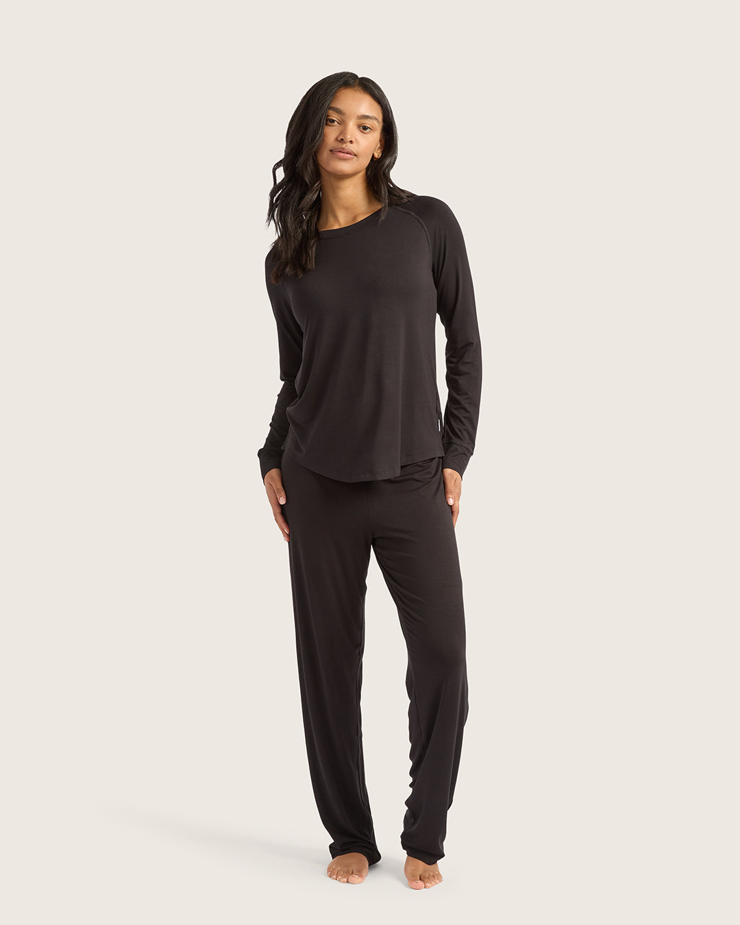 Goodnight Raglan Sleep Top - Black