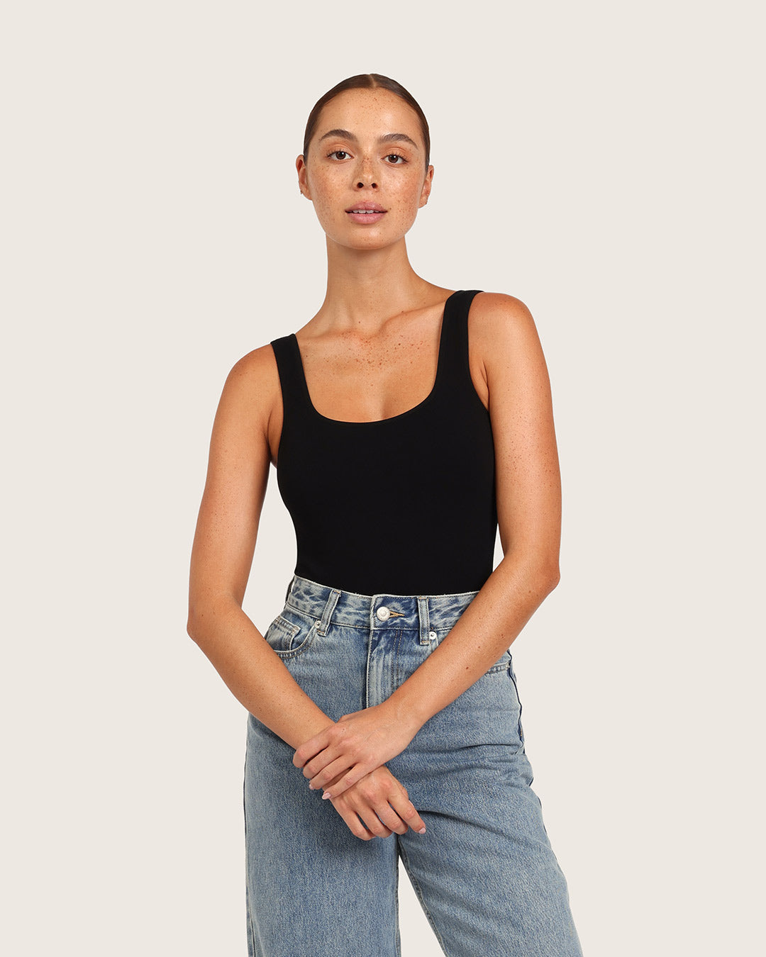 Women's Bamboo Ribbed Square Neck Bodysuit in Black – Boody US