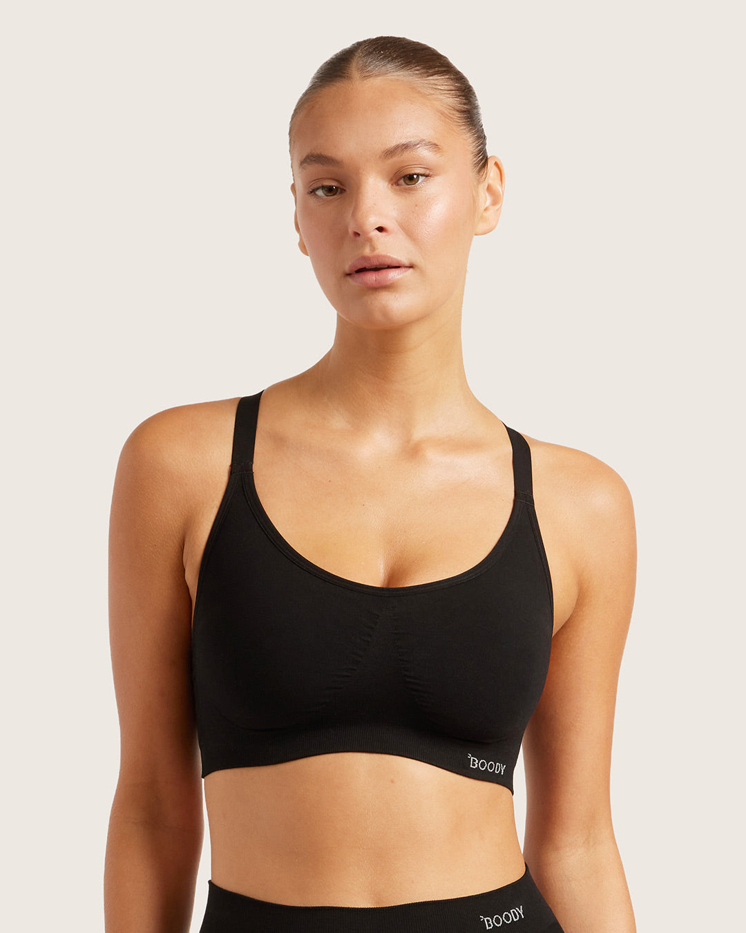 Full Bust Wireless Racerback Bra - Black