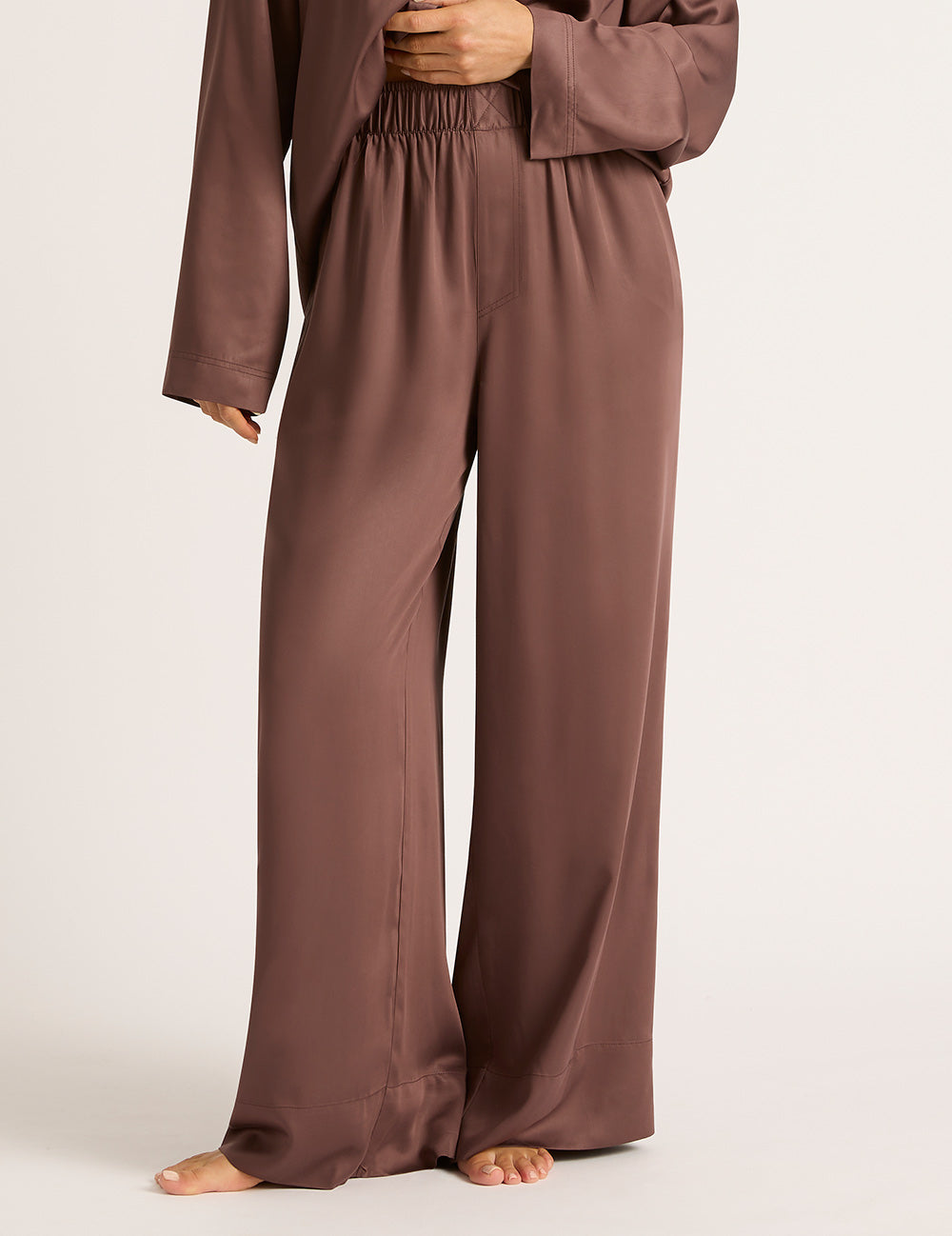 Vegan Silk Wide Leg Pants - Garnet