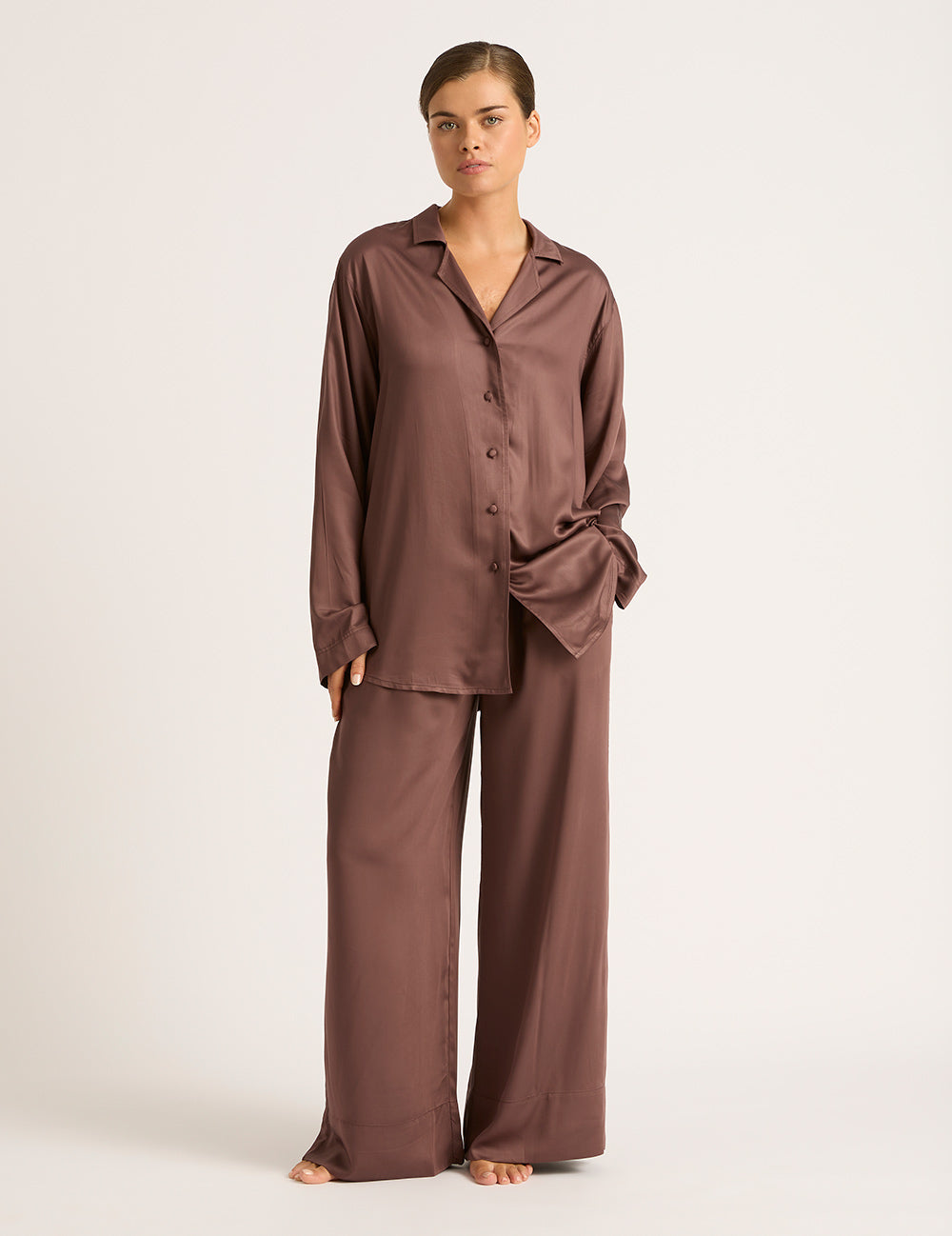 Vegan Silk Wide Leg Pants - Garnet