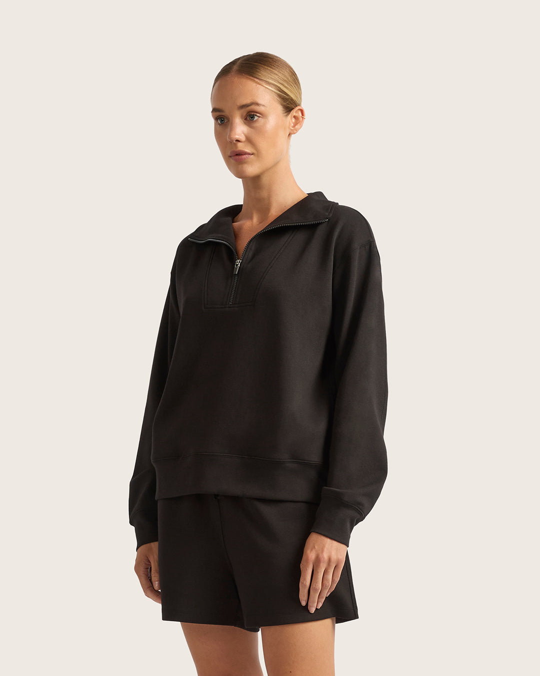 Women's Quarter Zip Sweater - Black