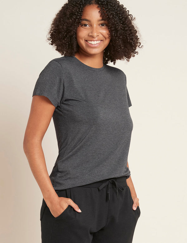 Boody Women's Crew Neck T-Shirt Dark Grey Marl Front View