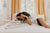 Woman in bamboo viscose underwear lying on the bed