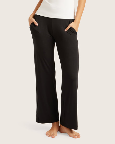 Women's Bamboo Downtime Wide Leg Lounge Pants in Black