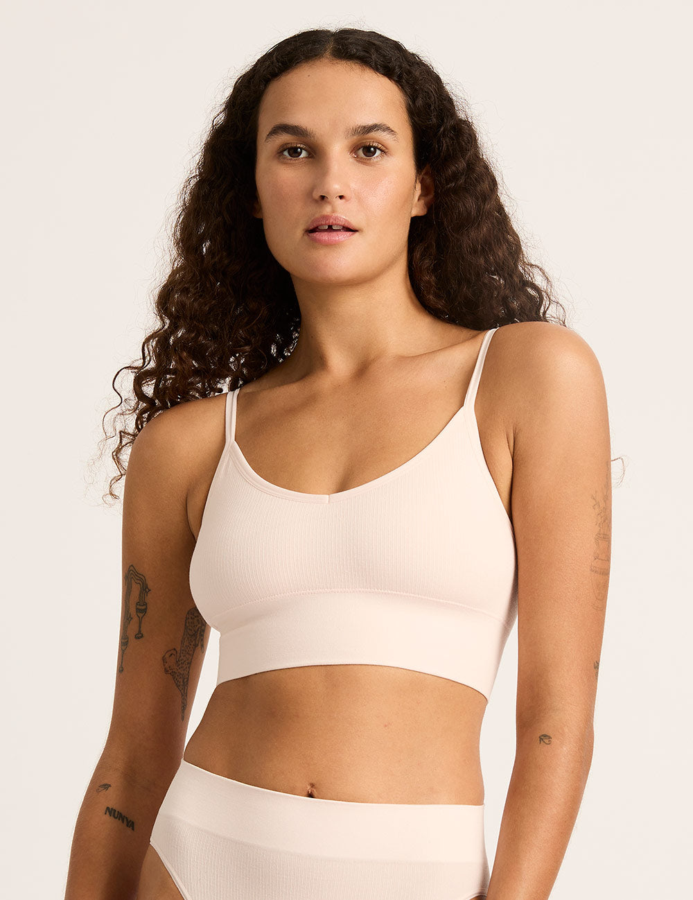 LYOLYTE Ribbed Low Back Bralette - Powder Pink