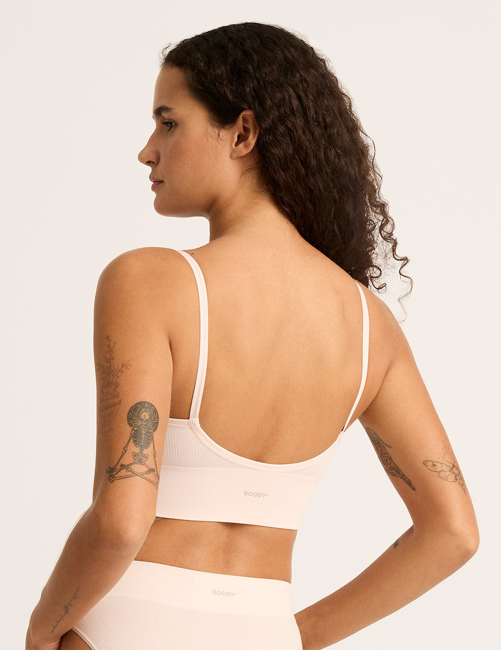 LYOLYTE Ribbed Low Back Bralette - Powder Pink