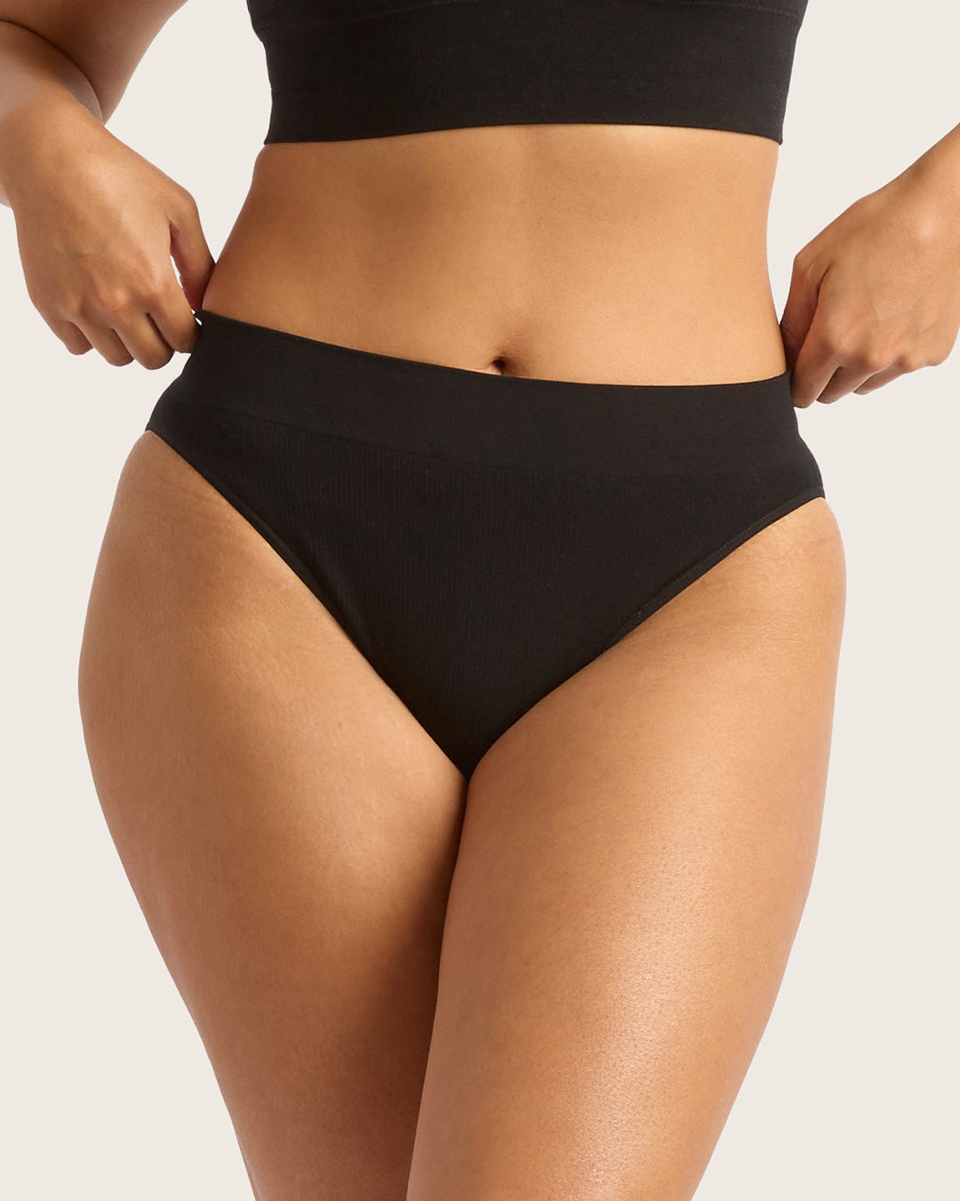 Women's LYOLYTE Ribbed High Leg Brief | Black | Bamboo