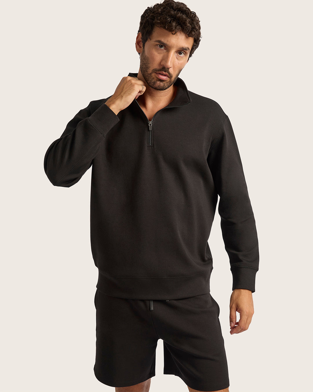 Men's Quarter Zip Sweater - Black