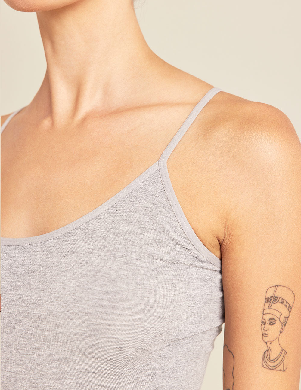 Boody Bamboo Womens Cami Camisole Tank Top Shirt in Light Grey Detail View