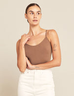 Boody Bamboo Womens Cami Camisole Tank Top Shirt in Nude 4 Front View 2