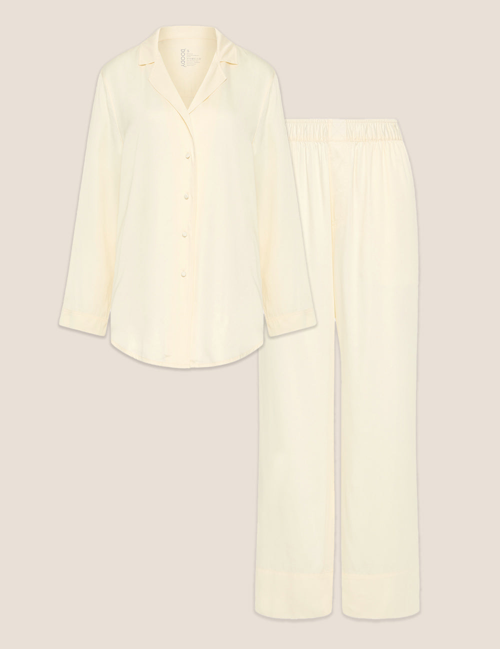 Set Giftbox - Vegan Silk Long Sleeve Sleep Shirt & Wide Leg Sleep Pant - Pearl