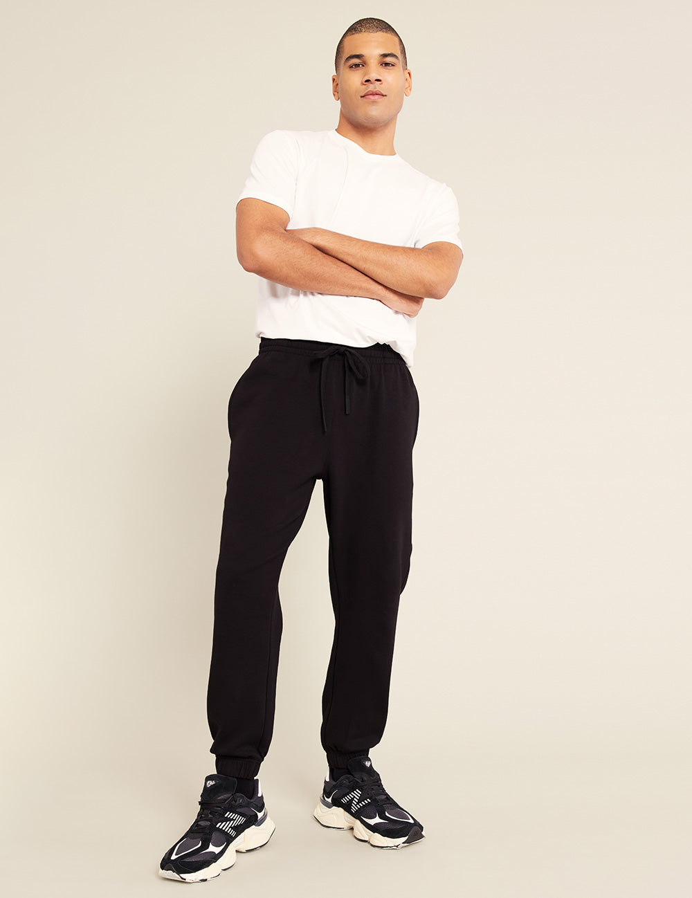 Gender-Neutral-Cuffed-Sweat-Pants-Black-Male-Front-2.jpg