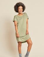 Boody Women's Goodnight Night Dress in Sage Green Front
