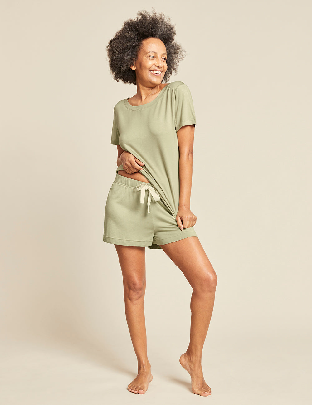 Boody Women's Goodnight Sleep Shorts in Sage Green Front