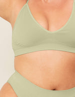 Boody Bamboo LYOLYTE Triangle Bralette in Sage Green with matching underwear Front Detail View