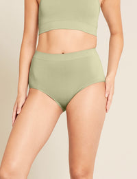Boody Bamboo Lyocell Full Boyleg Brief Underwear in Sage Green with matching bra front view