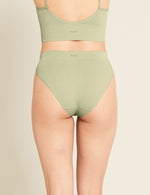 Boody Bamboo Lyocell Ribbed High Leg Brief Underwear with matching bra in Sage Green Back View
