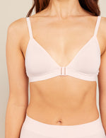 Boody Bamboo Lyocell Triangle Padded Bra with matching underwear in Powder Pink Front View Detail
