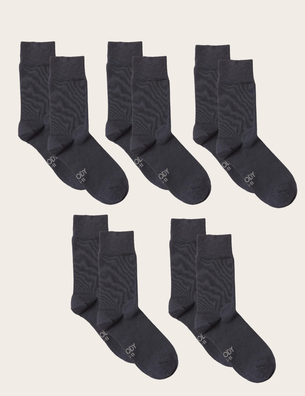 Boody Bamboo 5-pack of Men's Long Business Socks in Slate Gray