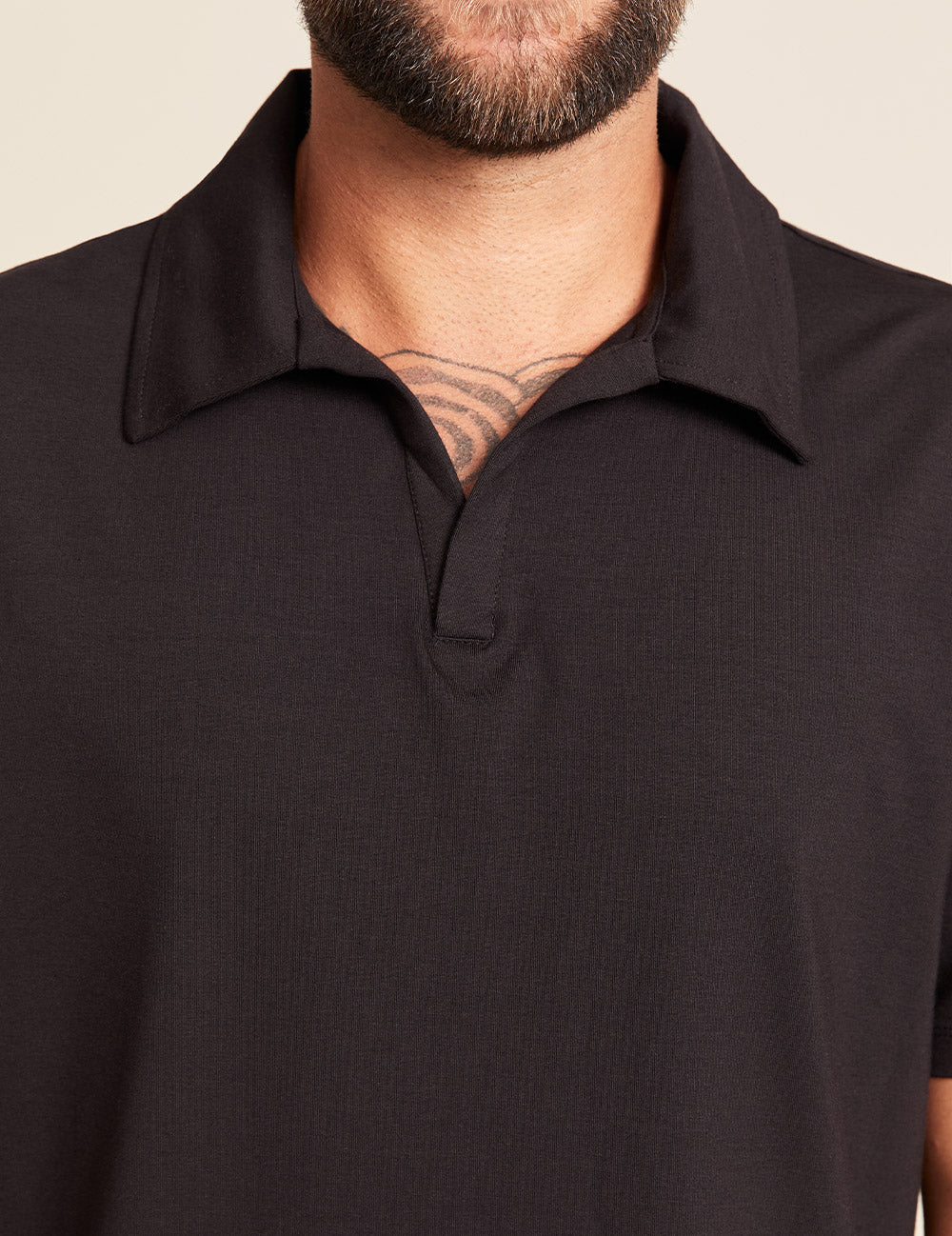 Boody Men's Classic Polo Shirt in Black Detail