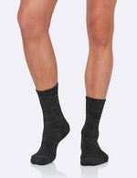 Boody Men's Work Boot Sock in Black Grey Space Dye