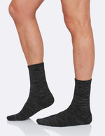 Boody Bamboo Men's Work Boot Sock in Black Grey Space Dye Side View