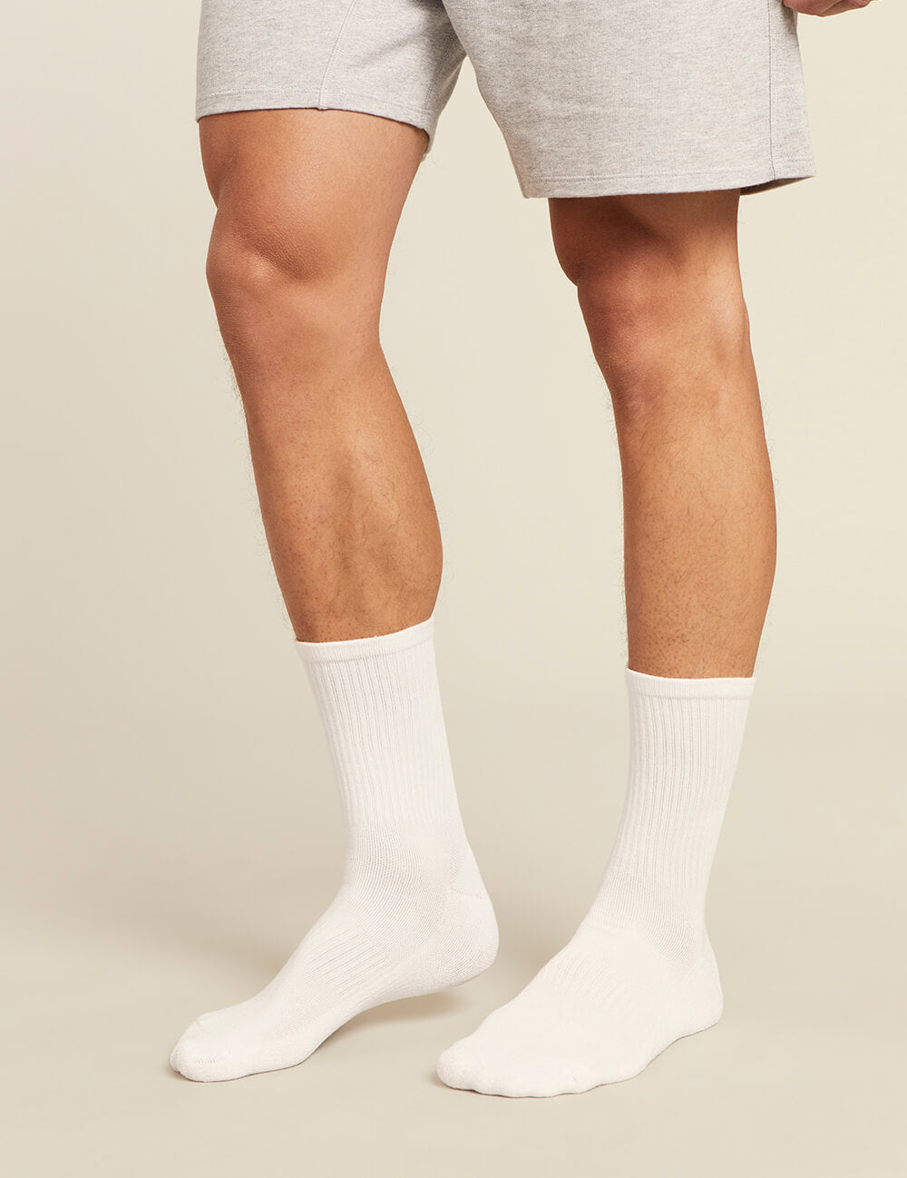 Boody Men's Cushioned Crew Sock in White Side