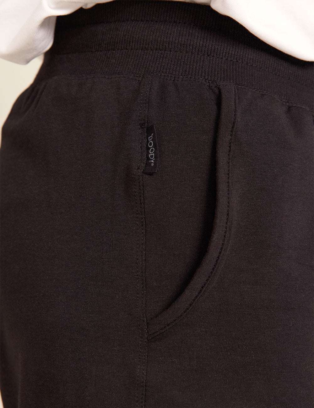 Boody Men's Weekend Sweat Shorts in Black Detail