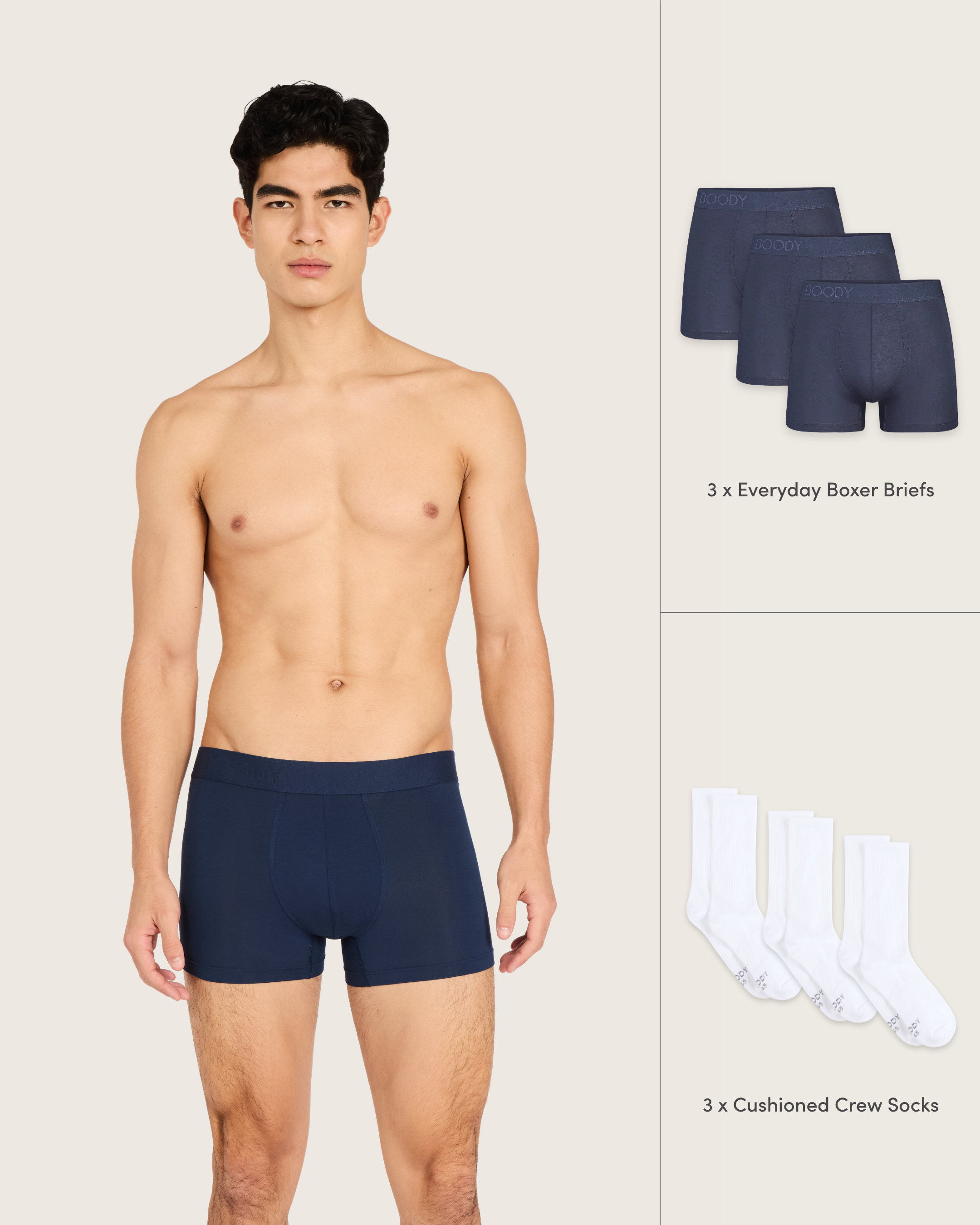 Men's Everyday Boxer Briefs & Socks - Navy/White