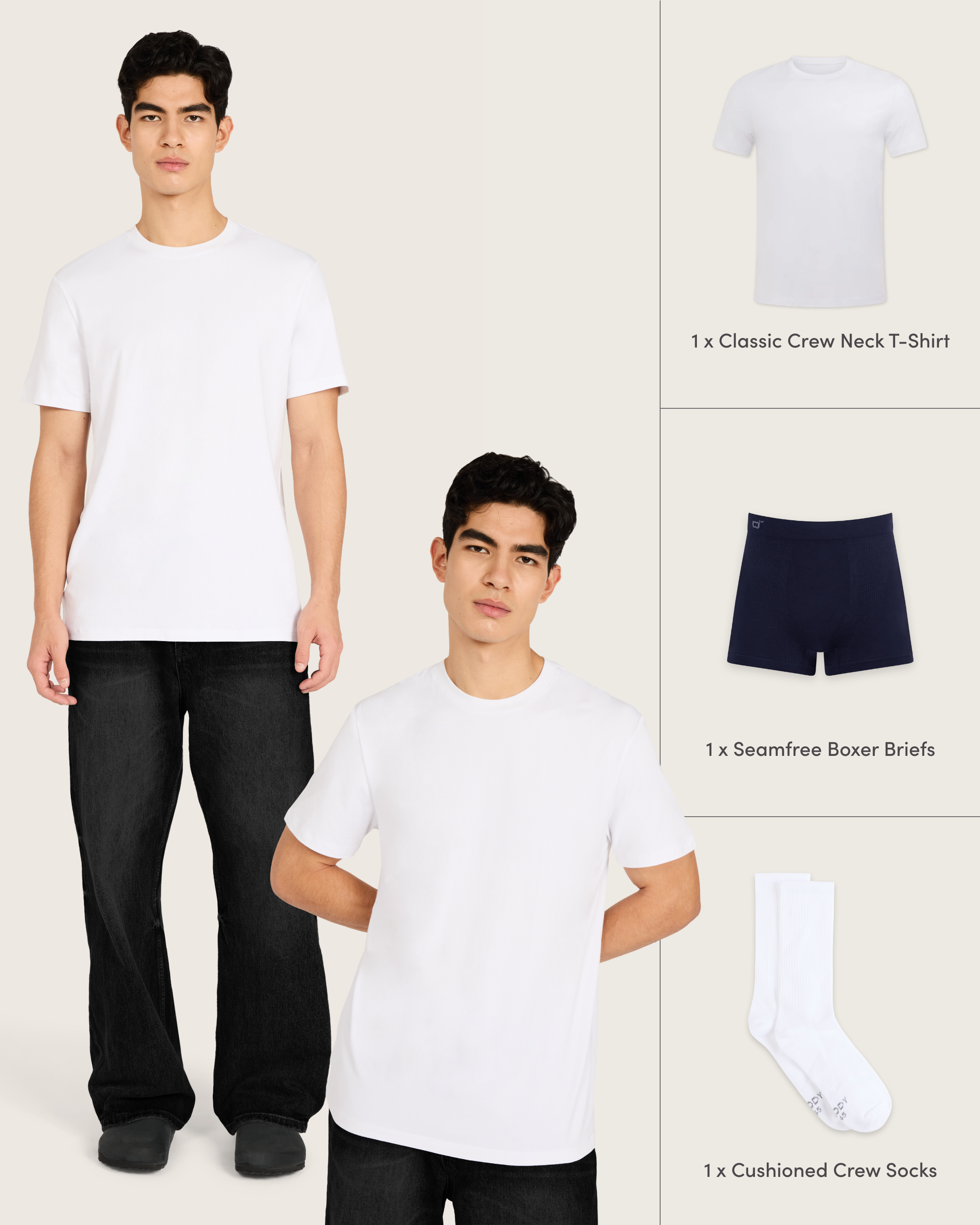 Men's Bamboo Seamfree Essentials - White/Navy
