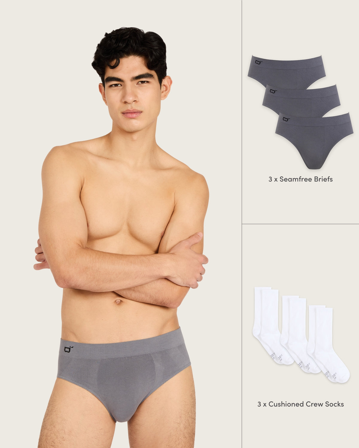 The Seamfree Socks & Briefs Pack - Charcoal/White
