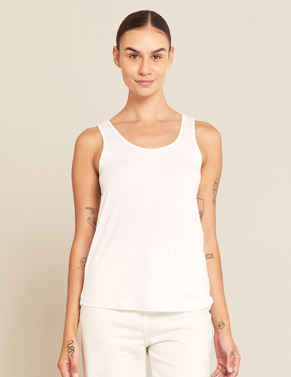 Boody Women's Relaxed Tank Top in White Front