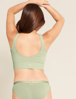 Boody Bamboo Viscose Ribbed Seamless Bra with matching panties in Sage Green Back View